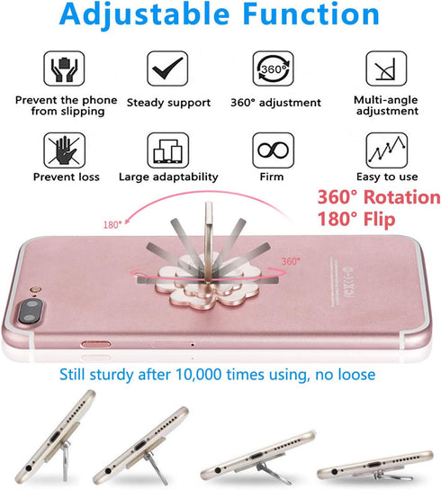 Phone Ring Stand Holder, 360 Degree Rotation Lovely Flower Phone Ring Holder, Finger Grip Compatible with Various