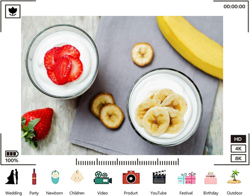 TryKid 10x10ft Strawberry Banana Yogurt Parfait Backdrop Fresh Fruit Healthy Snack Scene Photography Background Brunch