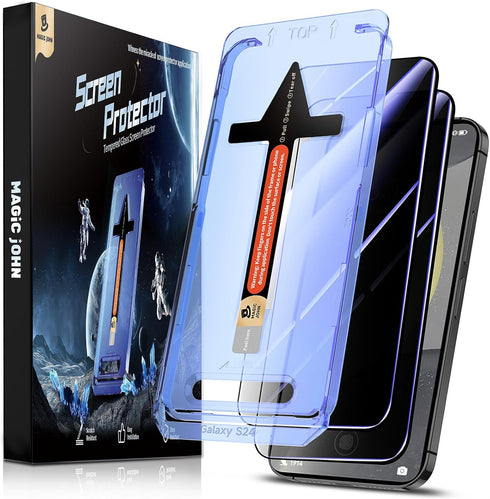 MAGIC JOHN Privacy Glass Screen Protector for Samsung Galaxy S24 - 2 Pack, Anti-Spy, Bubble-Free, Case Friendly,