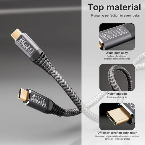 USB C to USB C Cable 10ft - Long USB C 3.2 Gen 2x2 Monitor Cable, 4K, 20Gbps Data Transfer, 100W Fast Charging,