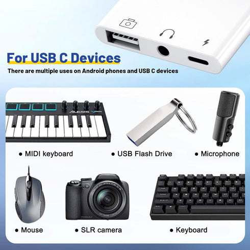 USB C to USB Adapter - 3 in 1 USB C to 3.5mm Audio Adapter for iPad