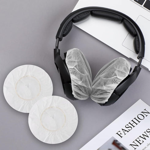 100Pcs White Non-Woven Sanitary Headphone Ear Covers, Disposable Stretch Covers for On Ear Headphones Earpads