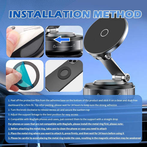 YGDMD 2026 Cups,360 16/15/14/13/12 New Magnetic Car Phone Holder with Vacuum Suction Rotatin Cell Phone Car Mount