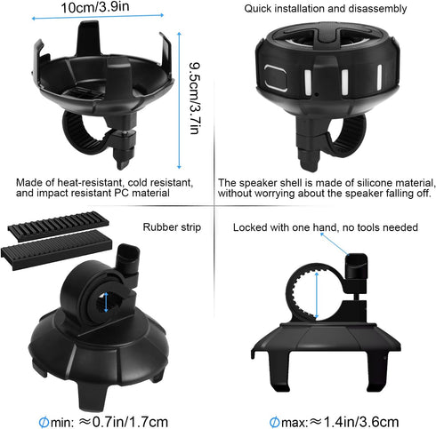 XLEADER V5.4, IPX7 Navigation,10W 15-24H Upgraded, Pro Bike Speaker, with Pro Handlebar Mount, Bluetooth Waterproof