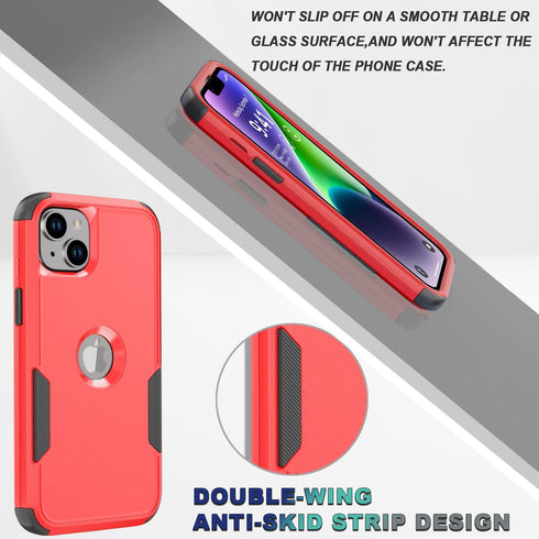 iPhone 13 & 14 Case, 10 Ft Military Shockproof, Non-Slip, with 2 Tempered Glass Protectors, 6.1" (Red/Black)