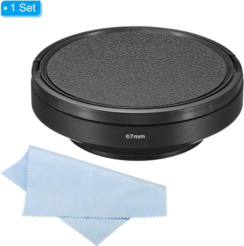 PATIKIL 67mm Lens Hood, Wide Angle Matte Surface, Anti-reflective Inside Hood with Cap, Black