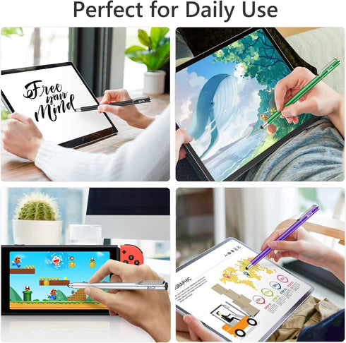 Bargains Depot Stylus Pens for Touch Screens (2 Pcs), 2-in-1 Stylus for iPhone, iPad, Samsung Galaxy, Tablet with 20