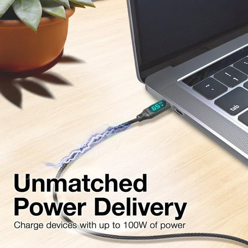 BoxWave TIMMKOO Q5 MP3 (6ft) (100W), Cable Compatible with WiFi Player - PowerDisplay PD Cable - USB-C to USB-C LED