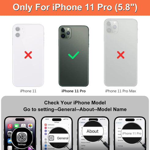 iCoverCase for iPhone 11 Pro Wallet Case with Card Holder and Wrist Strap, PU Leather Kickstand Card Slots Zipper