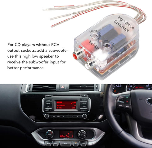 Car Speaker High to Low Converter, Plug and Play Wire Output for CD VCD DVD Player Audio Adapter