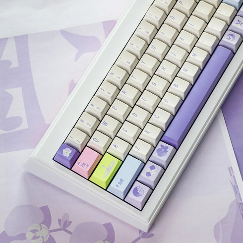 Hyekit PBT Keycaps, Cherry Profile Custom Keycap Set, 144 Keys Orchid Plant Theme for Mechanical Keyboards