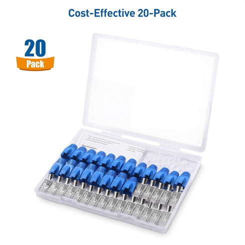 Cable Matters 20-Pack Cat8 RJ45 Pass Through Connector - 23-24AWG Shielded with Load Bar & Strain Relief