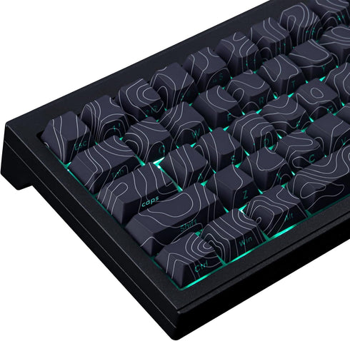 Tsungup Custom Keycaps, PBT Side Printed Keycap Set, 135 Keys Contour Line Keycaps for Cherry MX Switches, Black