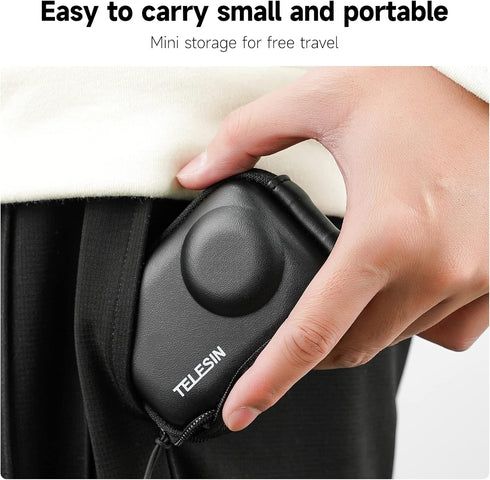 TELESIN Mini Carry Case Lens Protector for DJI Action 4/3 - Mini Protective Carrying Bag Half Zipper for Accessories