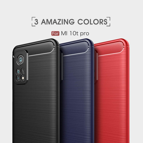 Case Compatible with Xiaomi Mi 10T/10T Pro, Carbon Fiber Texture Design Shock Absorption Case (Black)