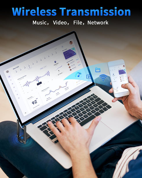 Long Range USB Bluetooth Adapter ZEXMTE for PC, 5.4 USB Dongle with High Gain Antenna, 590FT Wireless Receiver