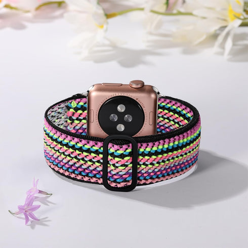 Stretchy Nylon Solo Loop Compatible with Apple Watch Band 40mm 41mm 38mm 42mm 44mm 45mm 46mm 49mm, Adjustable Elastic