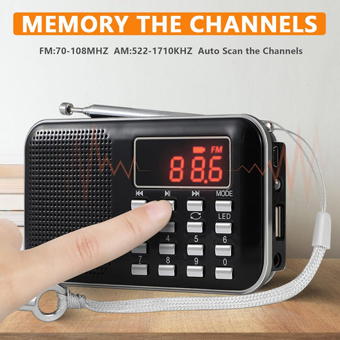 Leting Portable AM FM Radios with MP3 Speaker, Rechargeable Battery, Mini Radio with Best Reception, Supports Micro