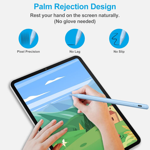 Stylus Pen for iPad (2018-2024), Compatible with Apple iPad Air, Pro, Mini, with Palm Rejection
