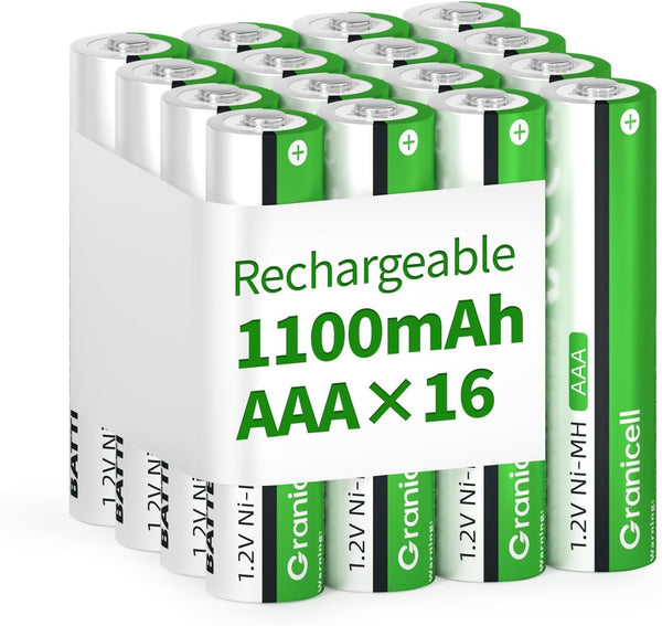 Granicell AAA Rechargeable Batteries 1100 mAh High Capacity 1300 Cycle,1.2V NiMH Low Self