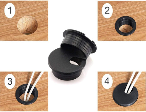 HJ Garden 2pcs 2 inch Desk Wire Cord Cable Grommets, Plastic Cover for Office PC Desk Cable Organizer