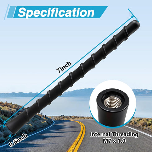 LQYLMY 7" 1500 2006-2025, Upgraded Spiral AntennaShort Radio Antenna Mast Compatible with Chevrolet Silverado Car Wash
