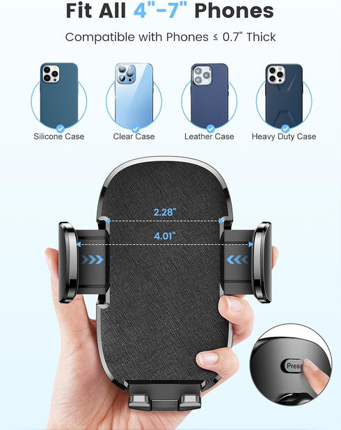 Zewwen 360 16 Max/15/14/13/12/11, S25/S24/S23/S22, 4-7 Car Phone Holder, Dual Rotate Gooseneck Cup Holder Phone Mount