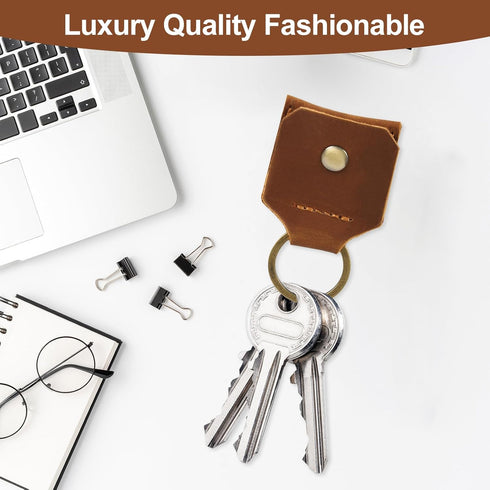 Jack&Chris Genuine Leather SD Card Holder Keychain, Anti-Shock Anti-Dust SD Card Case, Portable Camera Accessories