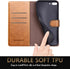 SUANPOT Flip Book Phone Case for iPhone 7 Plus/8 Plus 5.5" with RFID Blocking Leather Wallet, Brown