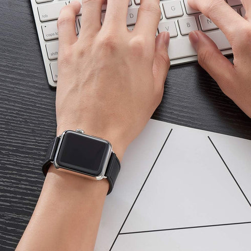 POWER PRIMACY Leather Bands Compatible with Apple Watch, 38mm 40mm 41mm 42mm Series 10, Genuine Leather Strap