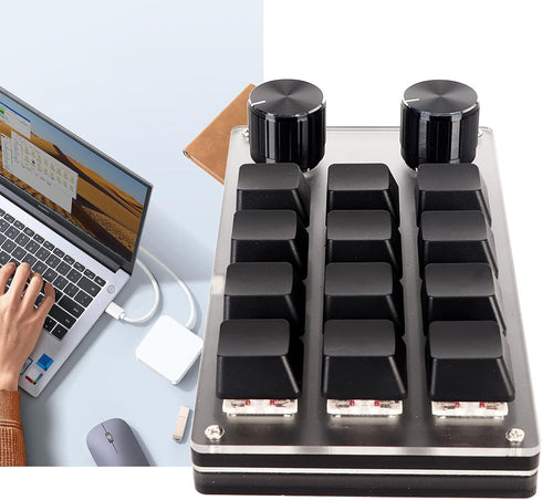 VBESTLIFE Customized Knobs, Red Switch Macro Keyboard Plug and Play USB Keypad, Improve Work Efficiency (12 Keys with 2