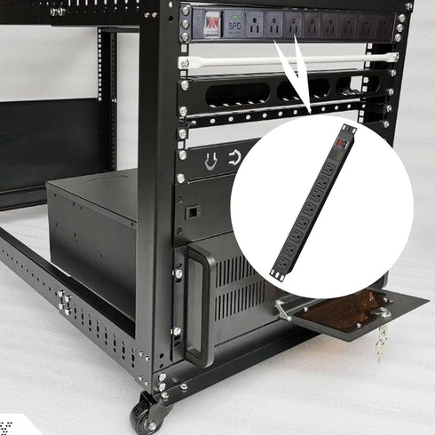 Surge Protector Power Strip 1U Rack Mount PDU, 8 Wide-Spaced Outlet Extender