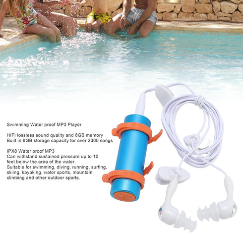 Zunate MP3 8GB Swimming, IPX8 Water Proof Player for Diving, and Surfing - Submersible Music Player with HiFi Sound