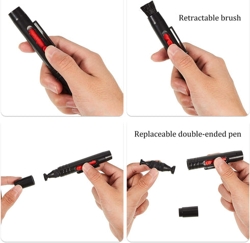 3 Pieces Multifunction Lens Cleaning Pen Brush, Camera Screen Cleaning Pen for SLR, Telescope, Magnifying Glass, Phone