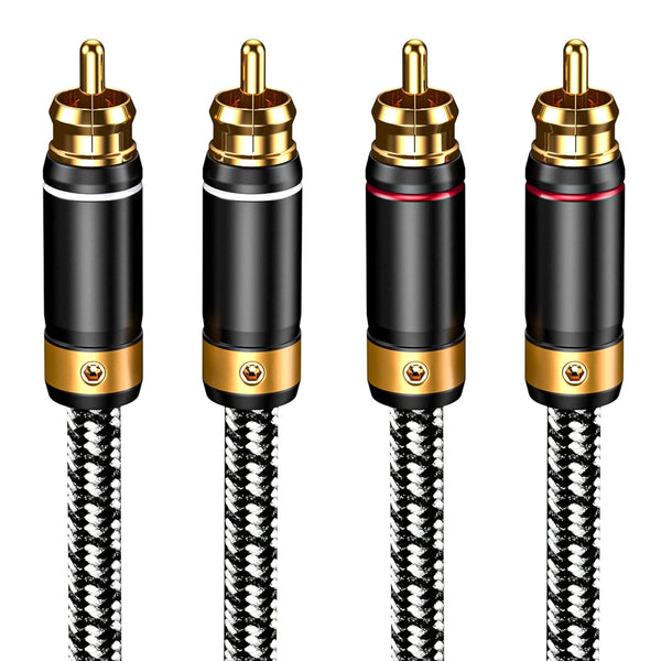 Veimeitk 2 RCA to 2 RCA Audio Cable Silvered-Plated OFC Core 24K Gold-Plated