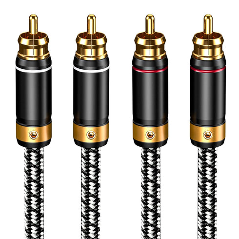Veimeitk 2 RCA to 2 RCA Audio Cable Silvered-Plated OFC Core 24K Gold-Plated