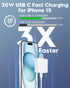 20W Fast Charger for iPhone 15/15 Pro Max, iPad Pro 12.9/11 inch 2023/2022/2021/2020, iPad Air 5th/4th, iPad Mini 6, 2Pack Fast Wall Charger Block with 10FT USB C to C Cable