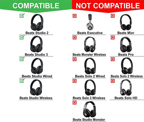 Replacement Earpads for Beats Studio 2 & 3 (B0501, B0500), Soft Leather, Enhanced Noise Isolation, DIY Self Adhesive