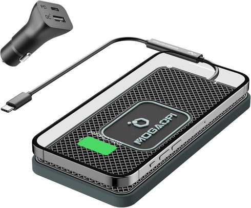 Wireless Charging Pad for Car, MOGAOPI 15W Type C Wireless Charger, PD20W Fast Charger for iPhone/Samsung (30 cm Cable)