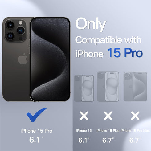 JETech Matte Case for iPhone 15 Pro 6.1-Inch, Shockproof Military Grade Drop Protection, Frosted Translucent Back Phone Cover, Anti-Fingerprint (Black)