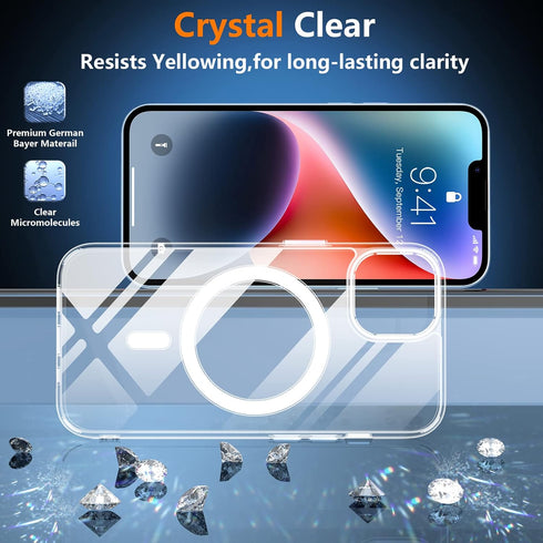 SPIDERCASE iPhone 14/15 Case - Slim, Clear, 15 FT Military Grade Drop Protection + 2 Pack Tempered Glass & Camera Lens