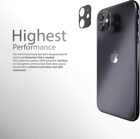 Camera lens Protector compatible with iPhone 11 | Camera Cover, Lens Protector | Protection against shocks and scratches | Dust free installation with Cleaning Set | Black