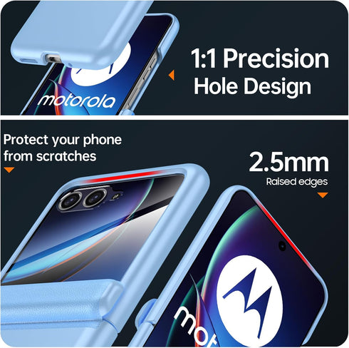 Shop Motorola Razr Plus Case 2023 - Ultra Thin Matte PC, Built-in Screen Protector, Magnetic Hinge Protection (Sky Blue)