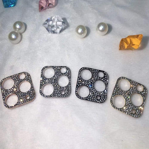 2 Pack Gold Camera Lens Cover Compatible with iPhone 12 Pro Max, 3D Glitter Bling Diamond Sticker Protector