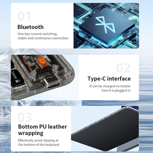 Portable Bluetooth Keyboard, 7-Colors RGB Backlit Mini Keyboard, Rechargeable Ultra-Slim Tablet Keyboard for