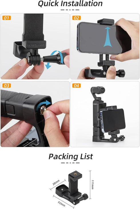 BTG Front Cellphone Mount for DJI OSMO Pocket 3, Accessories Phone Holder Stand