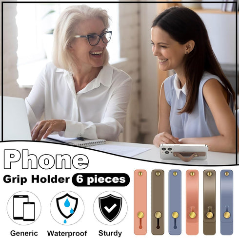 Weewooday 6 Pieces Telescopic Finger Strap Phone Grip Holder, Universal Kickstand for Most Smartphones (Blue, Pink,