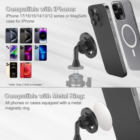 MINIFOCUS 1/4"-20 17/16/15/14/13 Magnetic Phone Tripod Mount Adapter with Screw Hole, Compatible with Magsafe