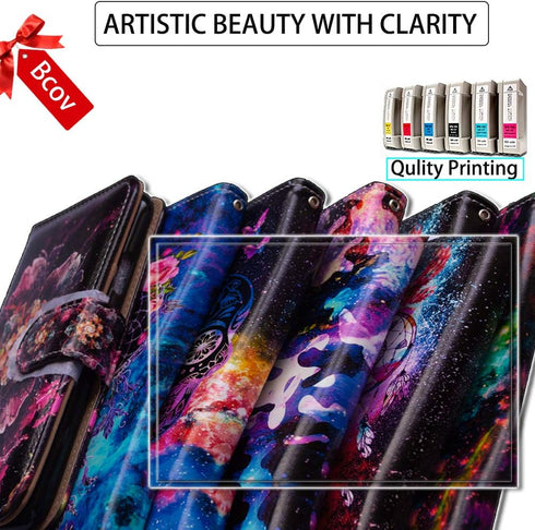 Green Mandala Design Case for iPhone 11, Flip Leather Wallet Cover with Credit Card Slot and Kickstand