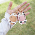 2 Pack Cute Cow Airtag Leather Keychain Holder Case, Kawaii Cow Key Ring Cover for Apple Airtag